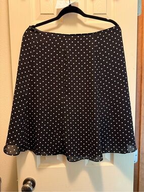 Black Polka Dot A-Line Skirt - Women's